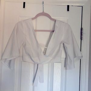 White tie-back crop top from Shein
